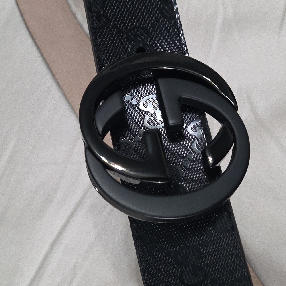 Gucci Black Imprime Monogram GG Belt - Picture 4 of 16